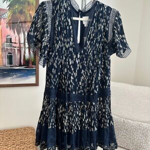 Anthropologie Maeve V-neck Lurex Tiered Mini Dress